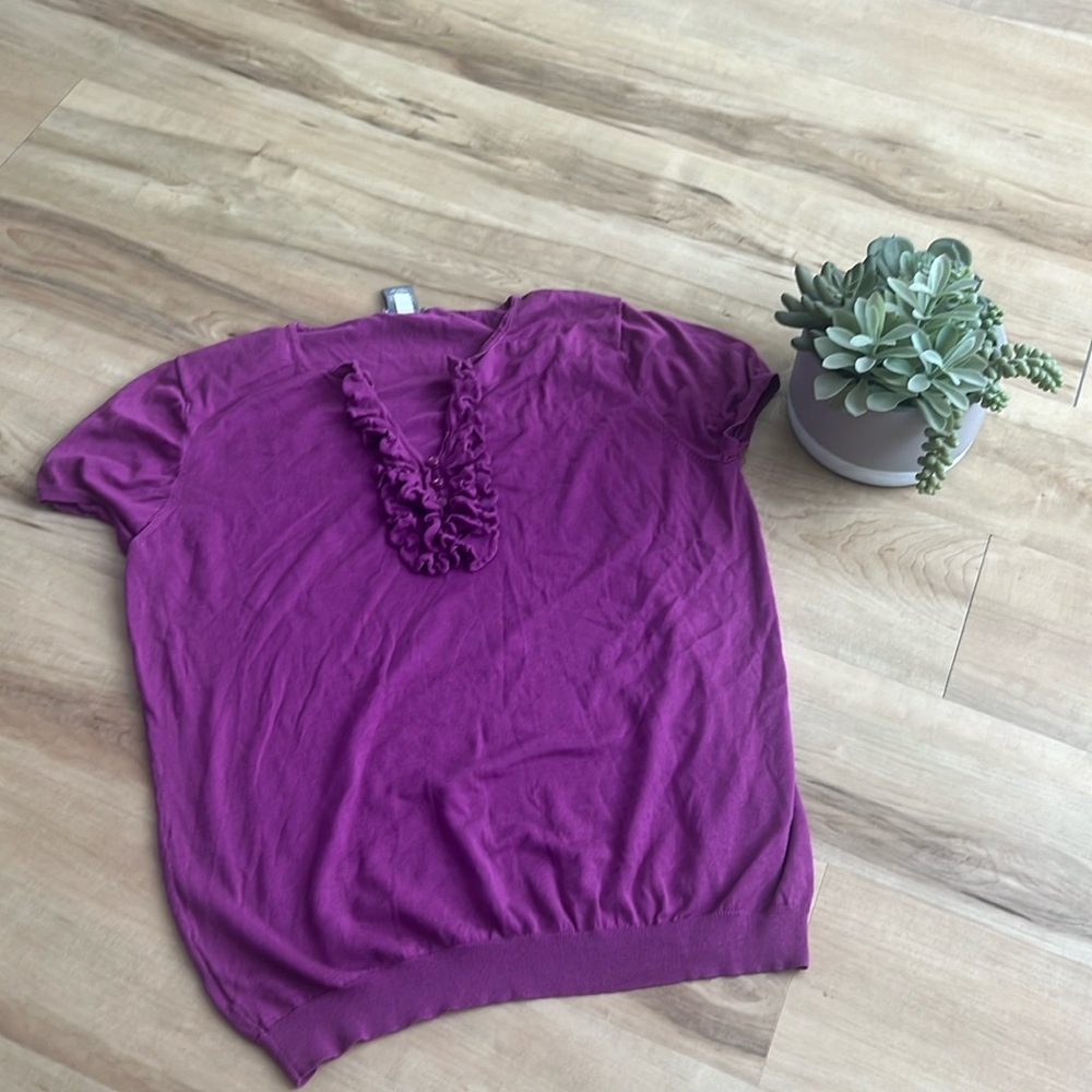 Ann Taylor ruffle accent sweater tee